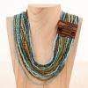 Wood Buckle Striped Necklace